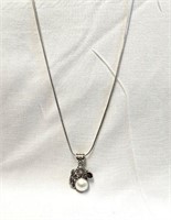 ROPE STYLE STERLING CHAIN W/ PENDANT & OPAL STONE