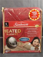 Sunbeam Queen Sized Heated Blanket Red Colored