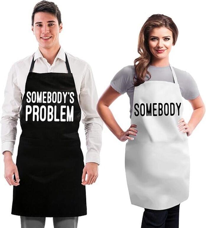 (2 pack - one size - black) Funny Couples Apron