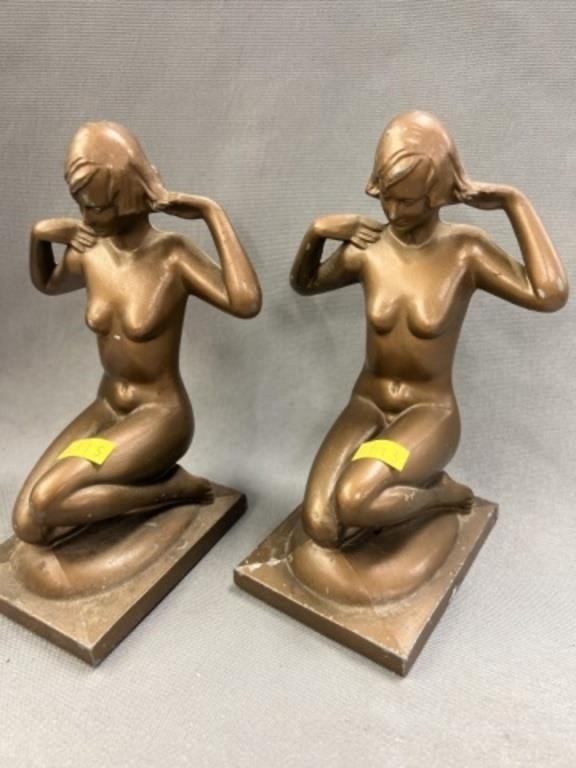 (2) Bronze Plated Figural Form Bookends