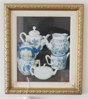 Lot #2051 - Framed print of Teapots signed Galley