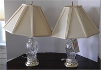 Lot #2053 - Pair of pattern glass 28” table lamps