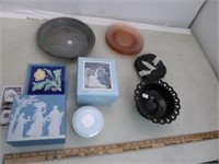 Ceramic Tile, Wedgwood Pieces, Enamel Pie Pen