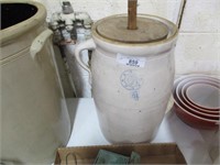 4 GAL INDIAN HEAD CROCK BUTTER CHURN