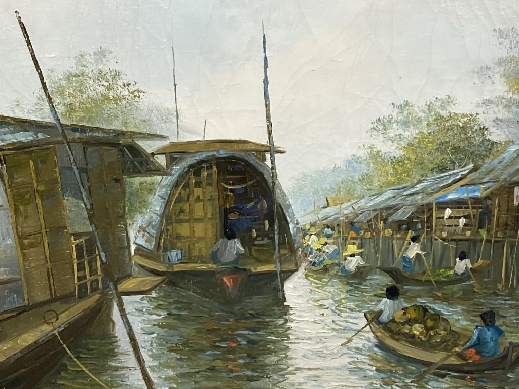 Nogsaun, Vietnamese Boat Market, Oil, Signed