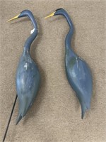 Pair of Wooden Lawn Life Size Blue Herons