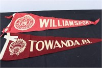 Vintage Pennants from Towanda & Williamsport High