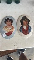 Two Oval Hand Painted Portrait Plaques