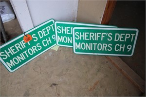Sign lot (3) sheriff's department monitor channel9