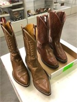 BROWN JUSTIN COWBOY BOOTS - SIZE 10 1/2, BROWN NOC