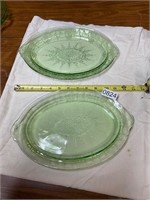 2- Green Carnival Platters- glows