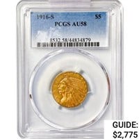 1916-S $5 Gold Half Eagle PCGS AU58