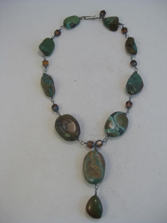 NA Turquoise, Stone & Bead Necklace