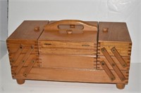 Wood Accordion Fold Out Sewing Box