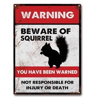 Tin Sign Beware of Squirrel Tin Signs Metal Sign f