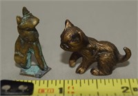 (2) Vtg Miniature Cat Kitten Figures w/ Pewter +