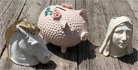 Lefton Pig Bank, Head Vases & More