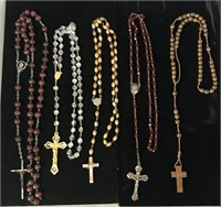 5 PC LOT OF ROSARY BEADS;