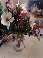 Flower arrangement & planter with cherub 38"