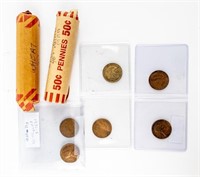 Coin 2 Rolls Wheat Cents+Indian Cents+3Old Wheats