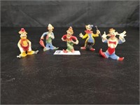 5 Mini VTG Hard Plastic Clowns