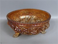 Vintage Marigold Carnival Glass Footed Bowl