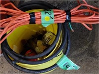 Extension Cords & Bucket of Misc Tools