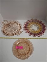 Various Pink Glass Plates