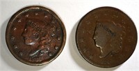 1834 VG & 1838 F/VF LARGE CENTS