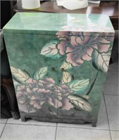 Green Floral Oriental Laquered Cabinet