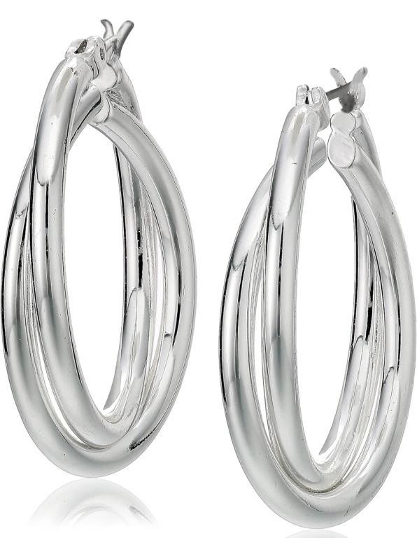 New, Anne Klein PE 26MM TWISTED HOOP- SILVER, AD