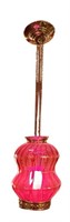 VICTORIAN CRANBERRY ART GLASS HANGING LAMP