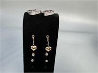 (4) Small Earrings Unmarked Some Gold