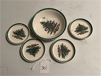 Spode "Christmas Tree" Bowl and Plates