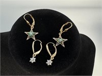 2 pr. 10K Earrings Star Themed 2.1 dwt