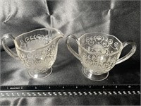 REDUCED! VTG Fostoria Romance Cream & 2 Handled Su