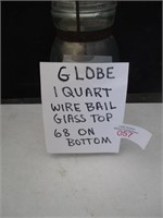 Globe quart, wire bail glass top