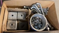 BOX W/ CEMENT ANCHORS, WASHERS & MISC