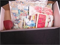 Box of vintage valentines including fold-out
