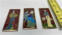 Oriental Brass Small 2.5 inch tile ornaments lot