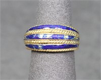 Italian 18K Gold Enamel Ring