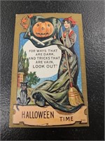 Antique No 552 Embossed Hallowe'en Time Postcard-