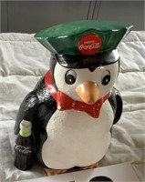 Coca Cola penguin cookie jar - small chip on
