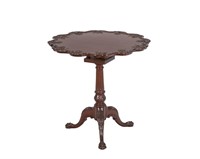 EDWARDIAN SCALLOPED AND CARVED TOP PEDESTAL TABLE