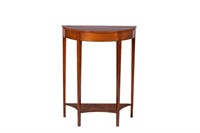 GEORGE III ENGLISH MAHOGANY ROUNDED CONSOLE TABLE
