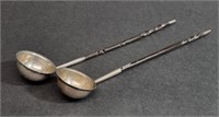 PAIR OF SILVER BALEEN HANDLED SILVER TODDY LADLES