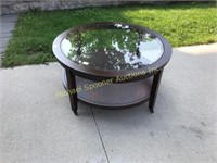 ROUND COFFEE TABLE WITH GLASS INSERT TOP