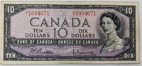 1954 $10 CAD BANK NOTE