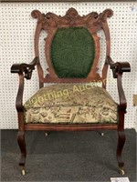 ANTIQUE VICTORIAN UPHOLSTERED ARMCHAIR