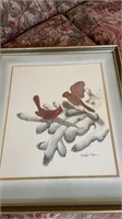 Cardinals Watercolor Framed Print